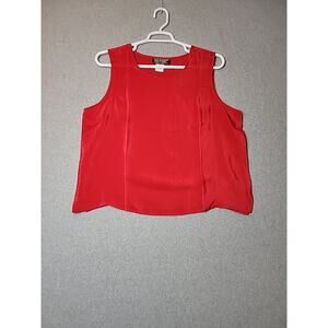 Maurada 100% Silk Red Crepe De Chine Career Tank Women's Plus 1X